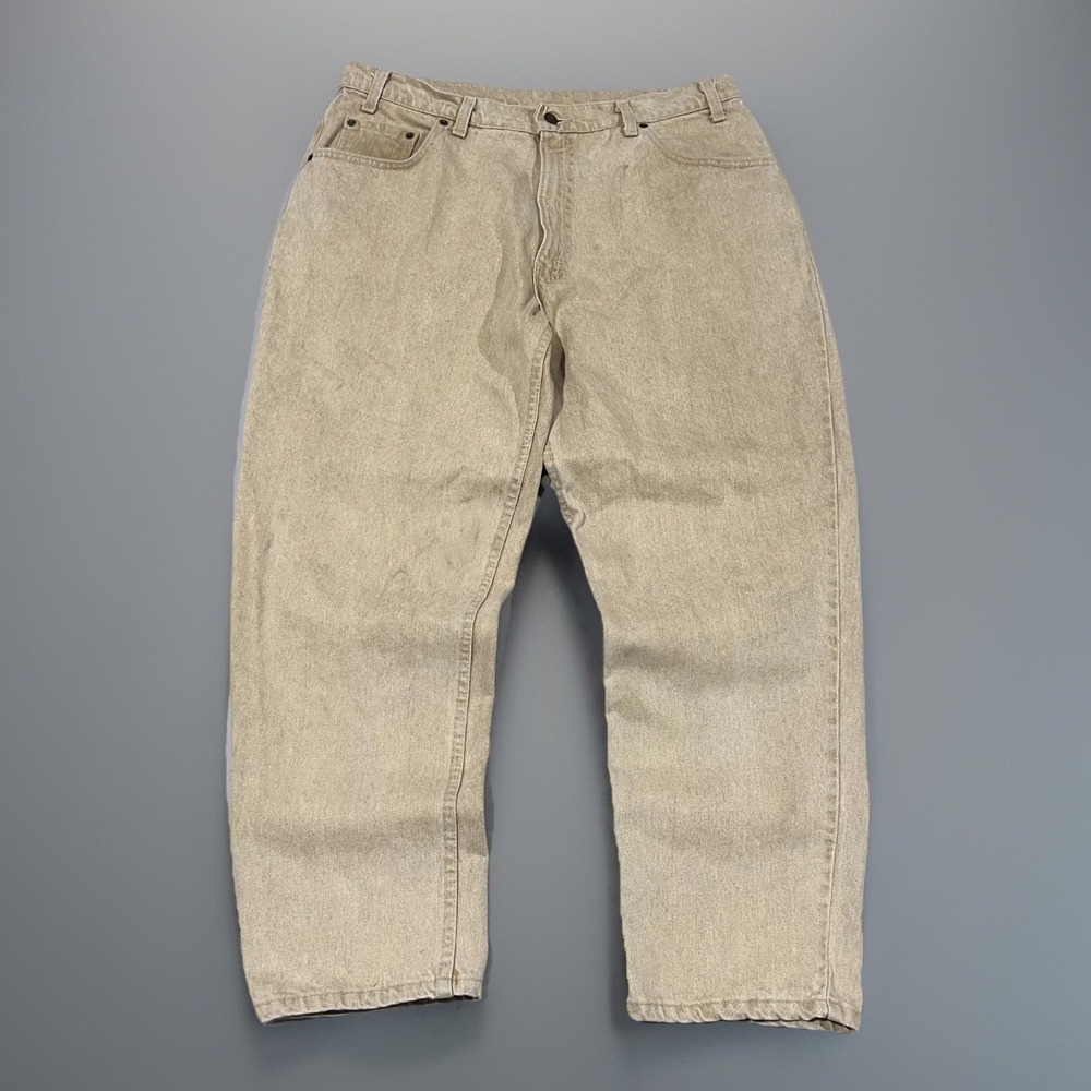Vintage 90s Levis 545 Mens Tan Khaki Loose Fit Straight Leg USA Pant Faded 38x30